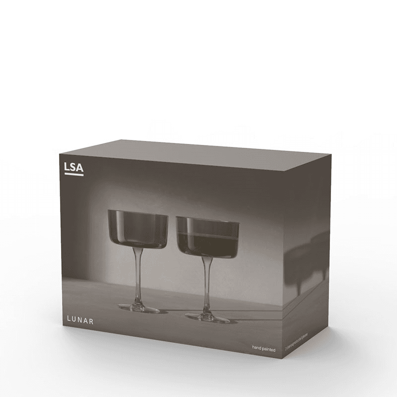 Lunar Set of 2 Champagne/Cocktail Glasses, 230ml, Lunar Grey