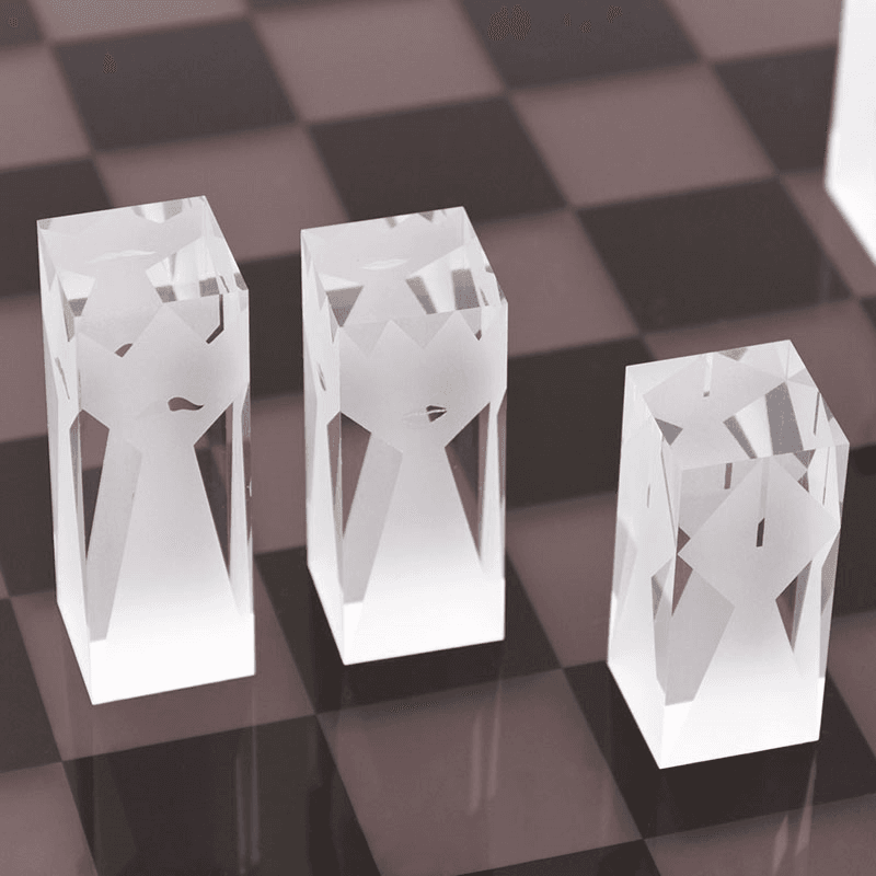 Acrylic Chess Set, 44 x 44cm, Grey