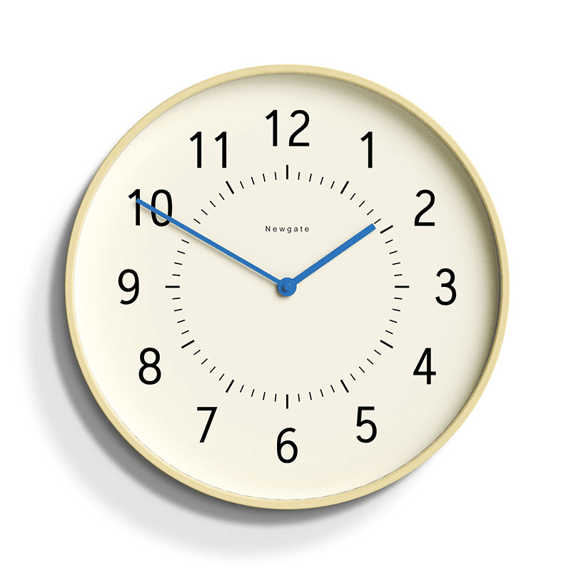Monopoly Wall Clock, D40cm, Light Plywood/Blue