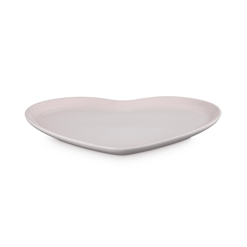 Stoneware Heart Serving Platter, 32cm, Shell Pink
