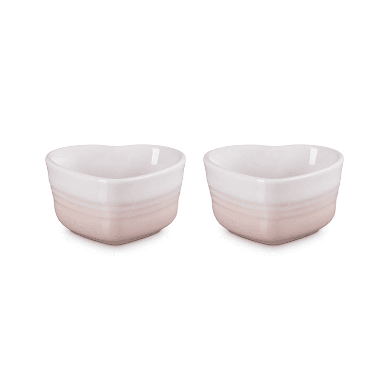 Heart Set of 2 Ramekins, Shell Pink