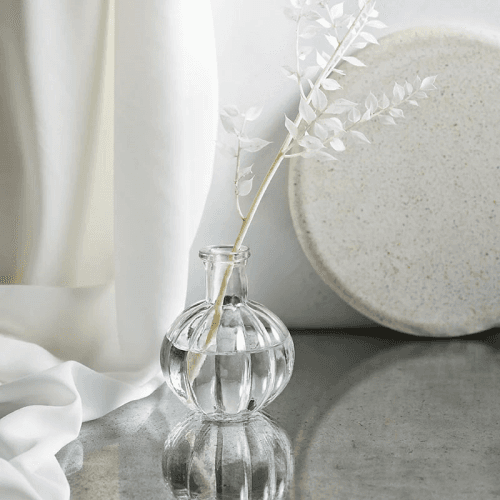 Image showing the Vase, Ribbed, Glass, H11cm product.
