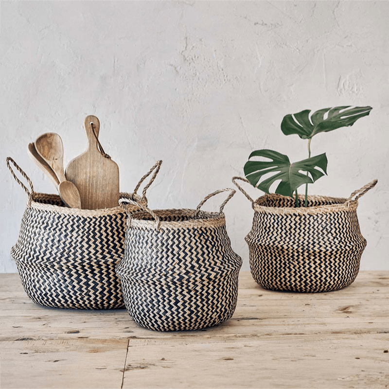 Ekuri Basket, Large, H40 x D40cm, Natural and Black