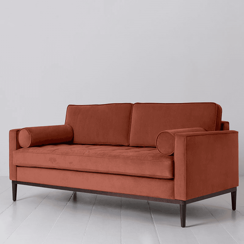 Model 02 Velvet 2 Seater Sofa, Brick