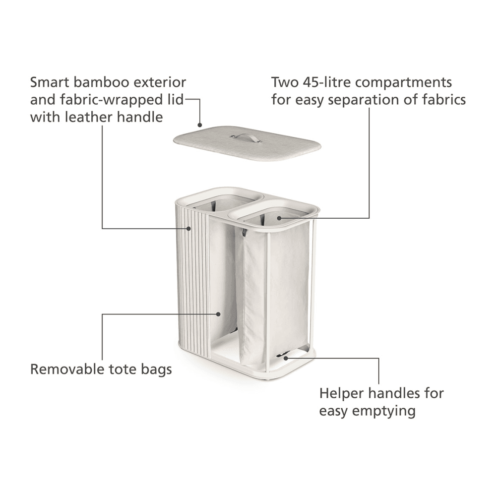 Tota Luxe Laundry Basket, 90L, Ecru