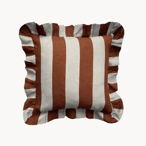 Image showing the Wide Stripe Cushion Cover, 45 x 45 cm, Cinnamon & Oyster product.