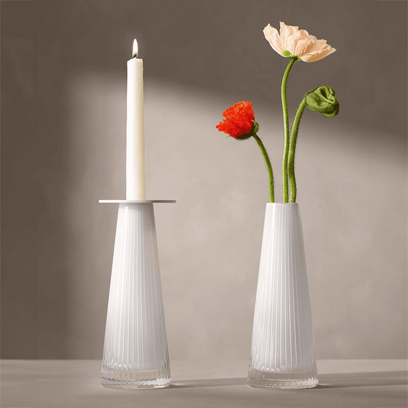 Beacon Candle Holder, H22cm, Chalk White