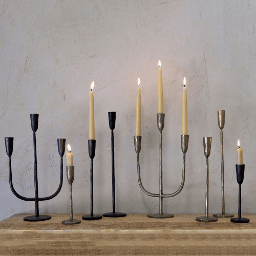 Image showing the Mbata Candlestick, Small,  H20cm, Antique Brass product.