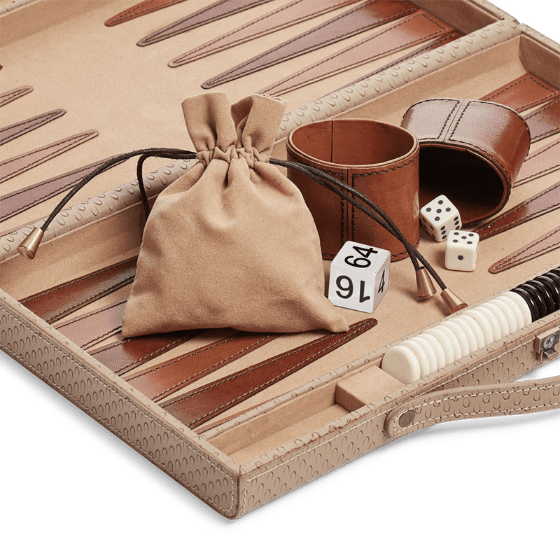 Bennet Leather Backgammon Set, Taupe