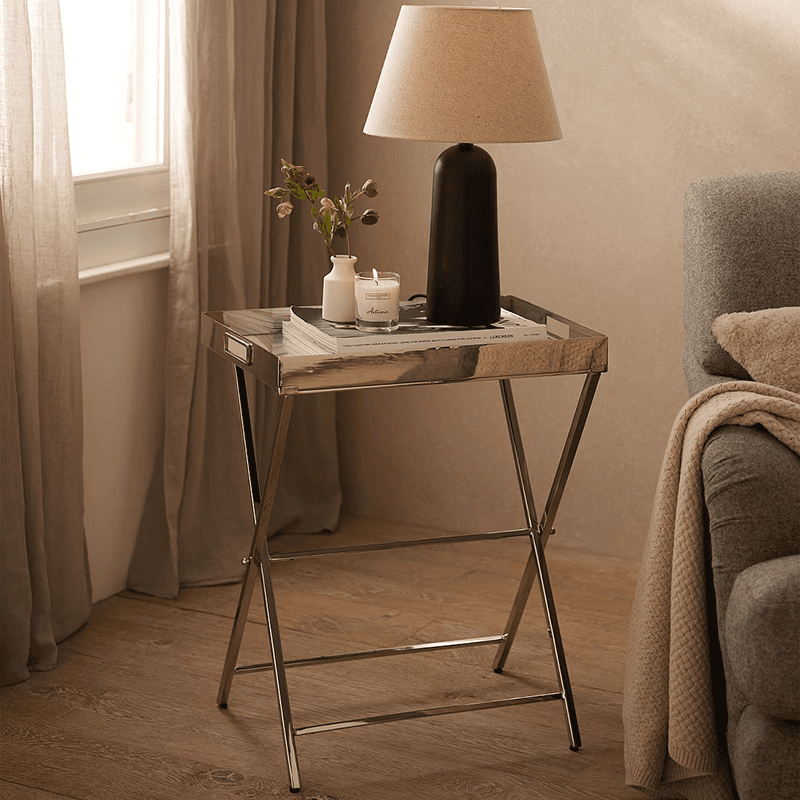 Hadston Side Table, H71cm, Silver