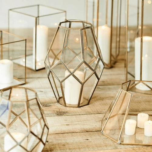 Image showing the Mohani Lantern, H35 x D25cm, Antique Brass/Clear product.