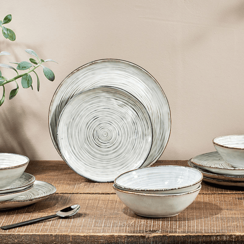 Image showing the Dhanuk 12 Piece Dinner Set, Cream product.