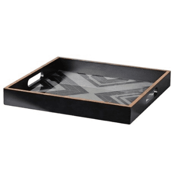 Tray, Square, Black & White Marbled, 35 x 35cm