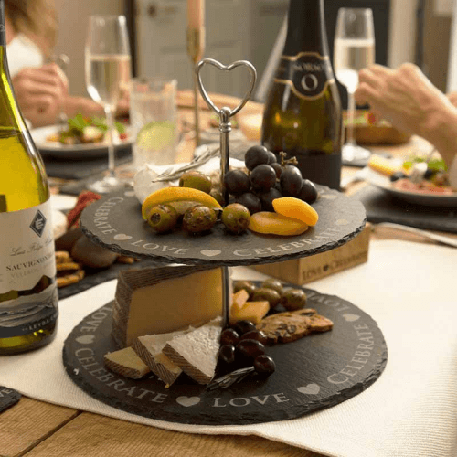 Image showing the Love Heart Slate 2 Tier Serving Stand, Black product.