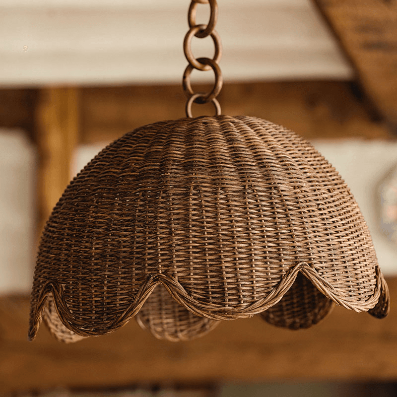 Etta Scalloped Pendant Shade, Teak