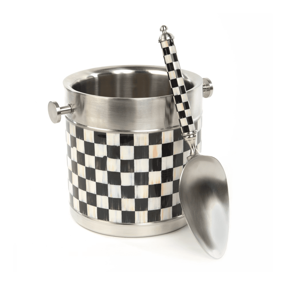 Courtly Check Ice bucket, 18cm, Black & White