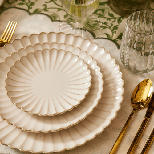 Image showing the Scallop Shell Set of Charger Plates, D30cm, Oat product.