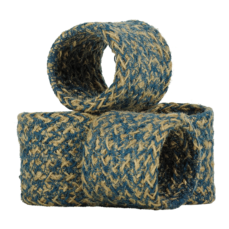 Jute Set of 4 Napkin Rings, H5 x D5cm, Cornflower
