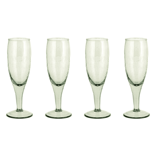 Image showing the Yala Set of 4 Hammered Champagne Flutes, Sage Green product.