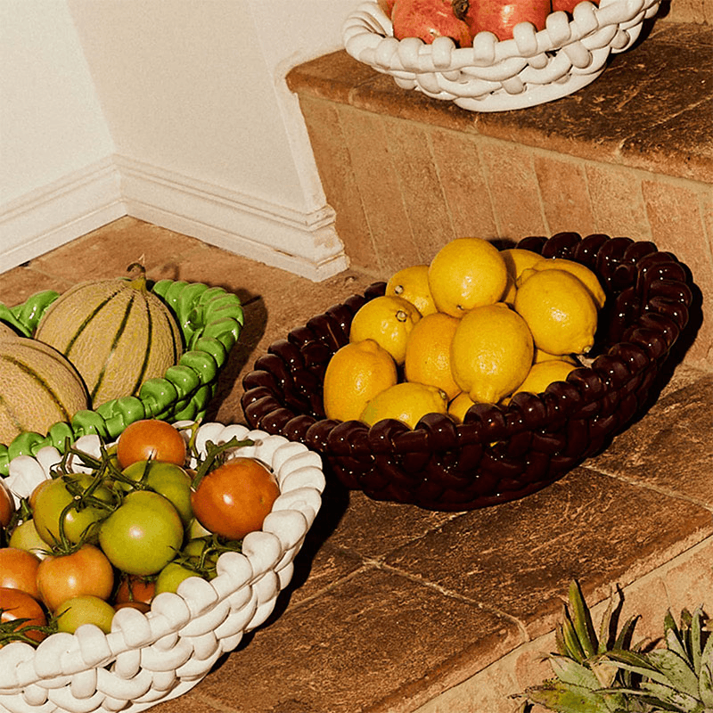 Juicy Basketweave Bowl, D39cm, White