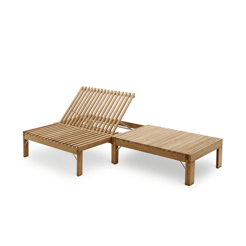 Image showing the Riviera Lounger with table, 33cmx203cmx67.3cm, Beige/Natural product.