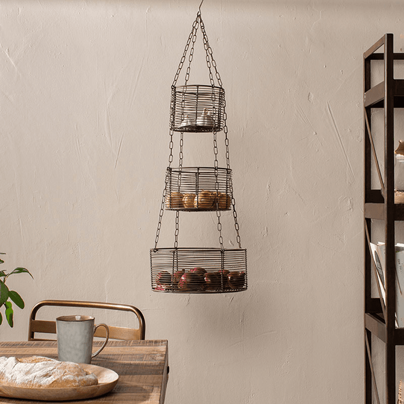 Inkollu Hanging Basket Set, D30cm, Aged Brass