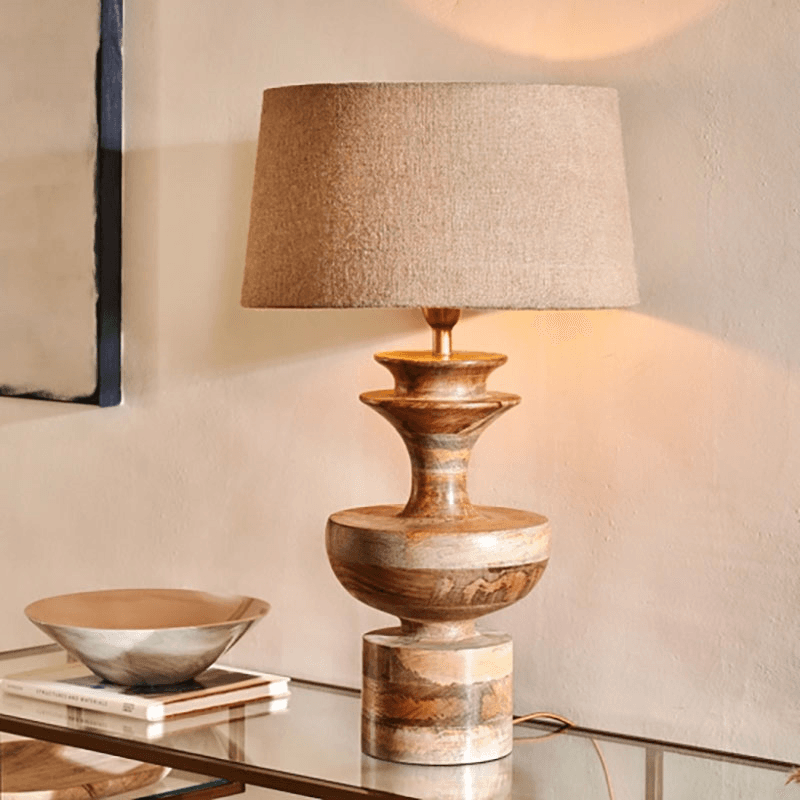 Badur Mango Wood Table Lamp, H50cm, Natural