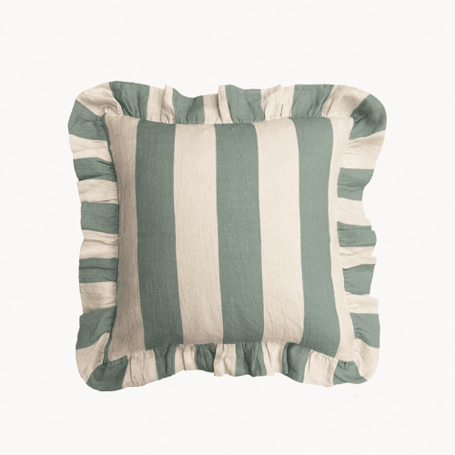 Image showing the Extra Wide Stripe Cushion Cover, 45 x 45 cm, Sea Green product.