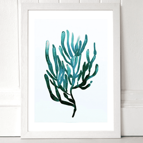 Image showing the Dan Hobday Seaweed A3 Framed Art Print, Green product.