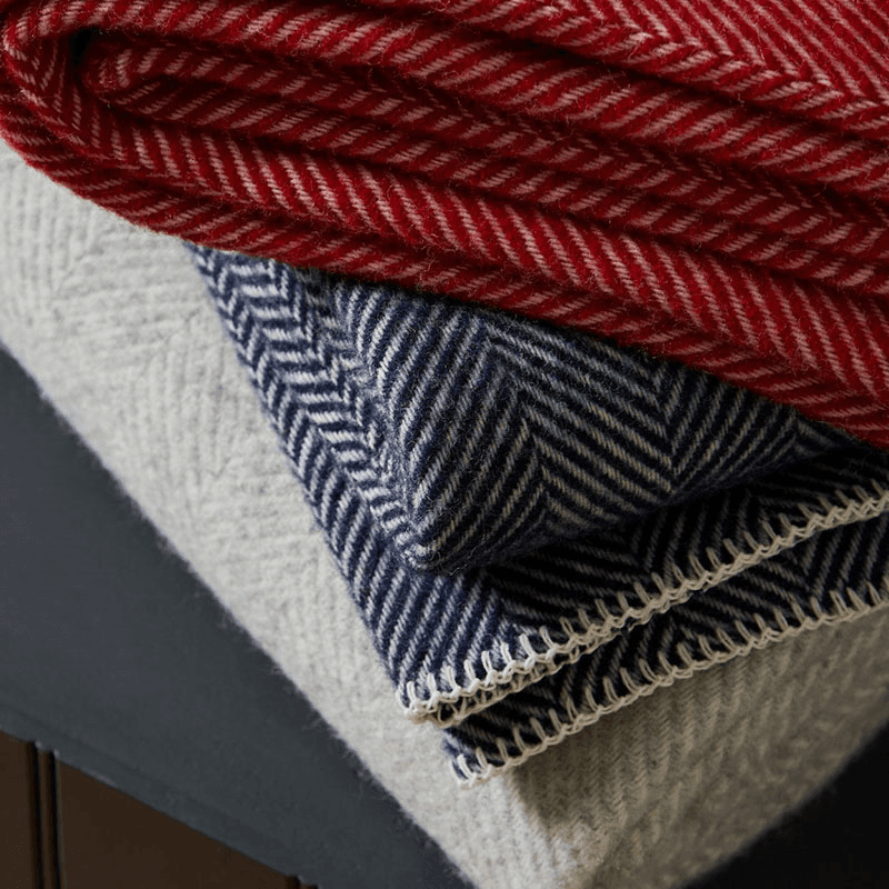 Fishbone Pure New Wool Throw, 140 x 200cm, Silver Grey