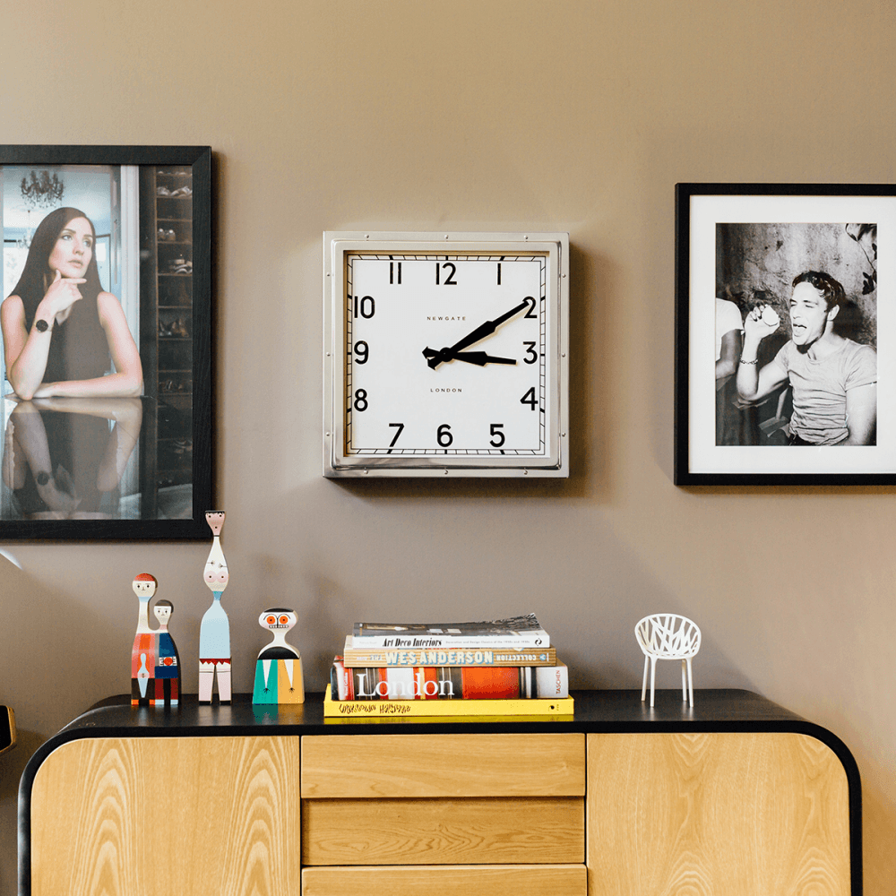 Quad Wall clock, D40cm, Polished Chrome Steel