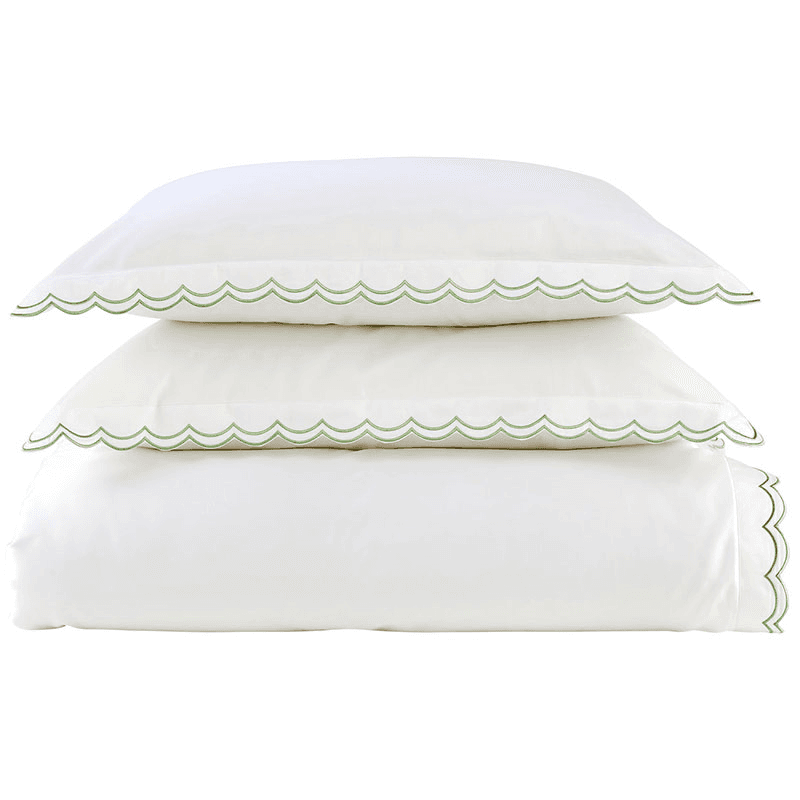 Scallop Edge Duvet Set, King, Matcha