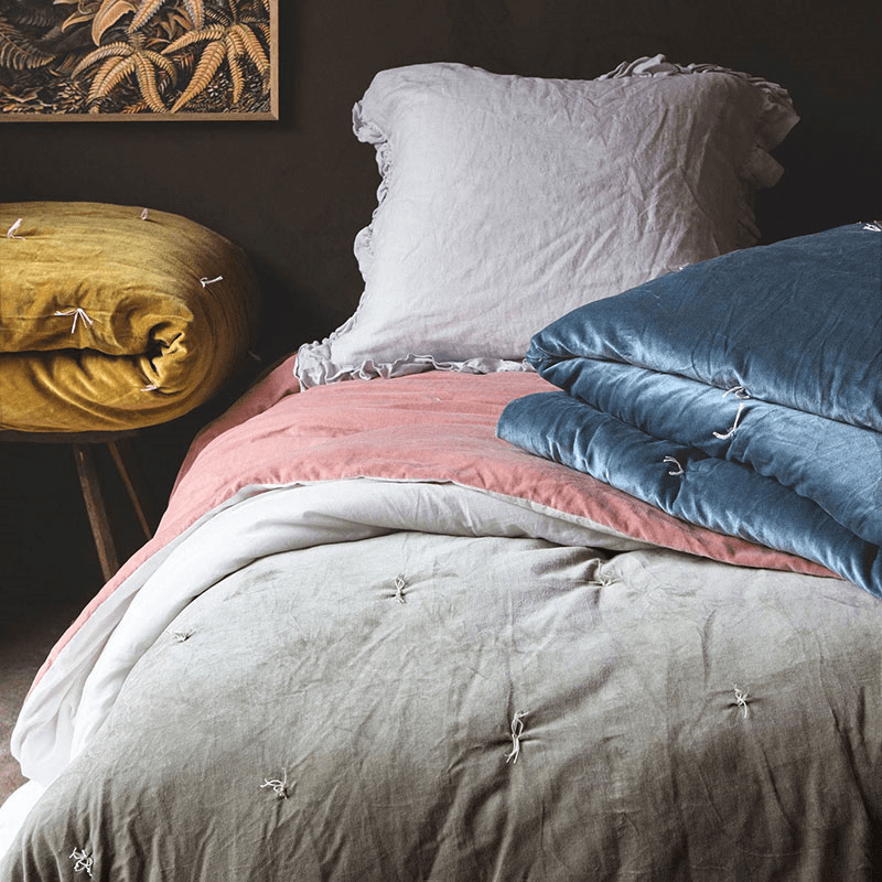 Pebble Velvet Kingsize Quilt, Mustard