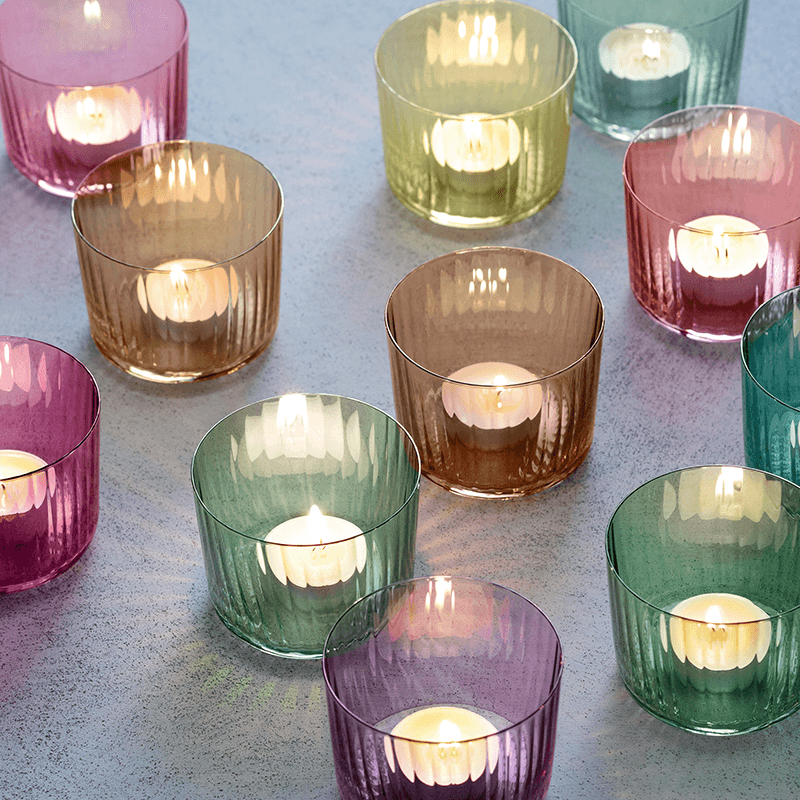 Gems Set of 4 Tealight Holders, H6cm, Garnet