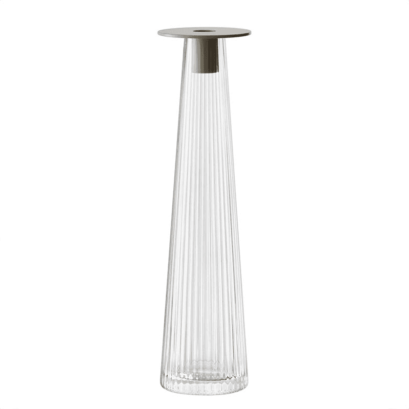 Beacon Candle Holder, H34cm, Concrete Grey & Clear