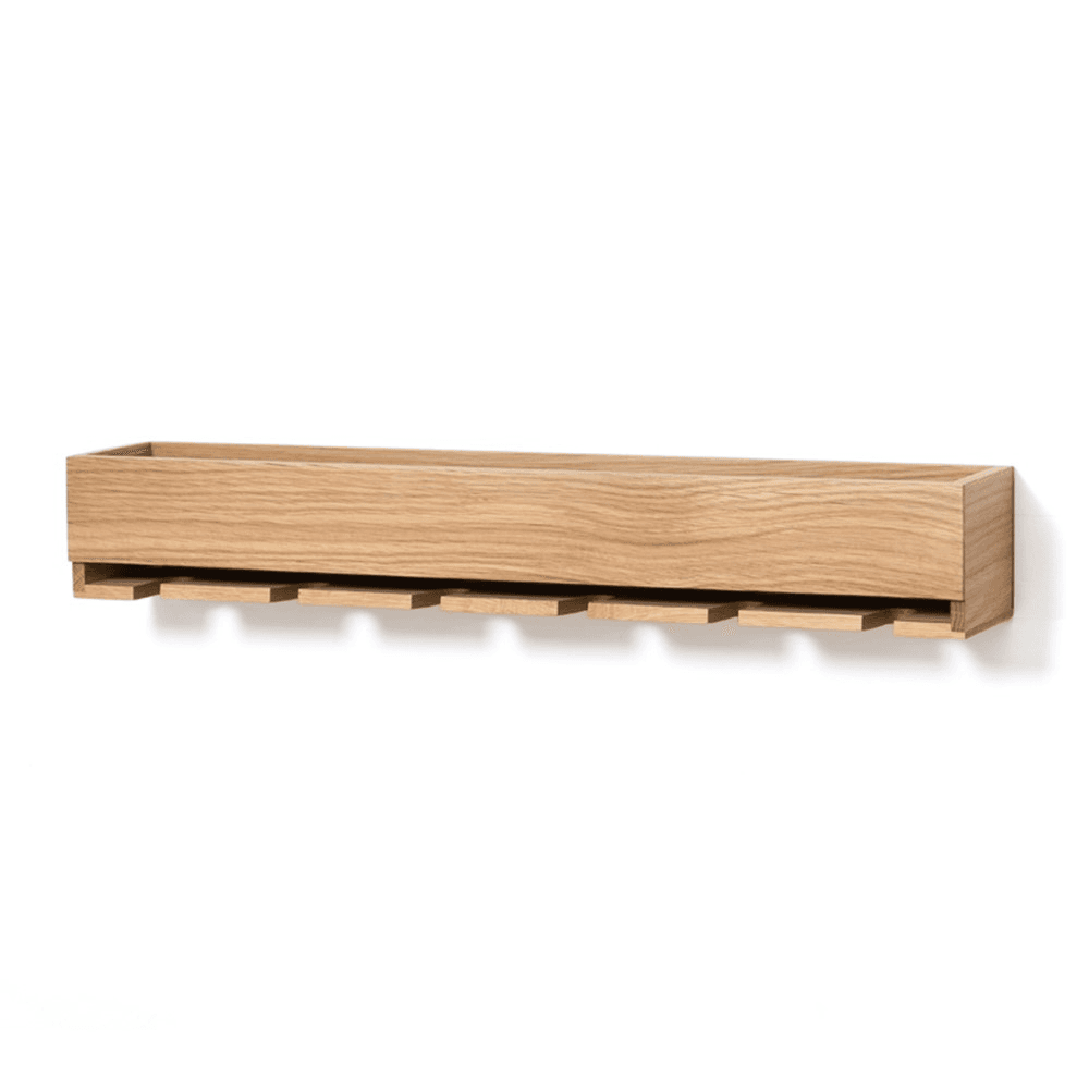 Cookhouse Glass holder shelf, H9.5 x W61 x D11cm, Natural Oak