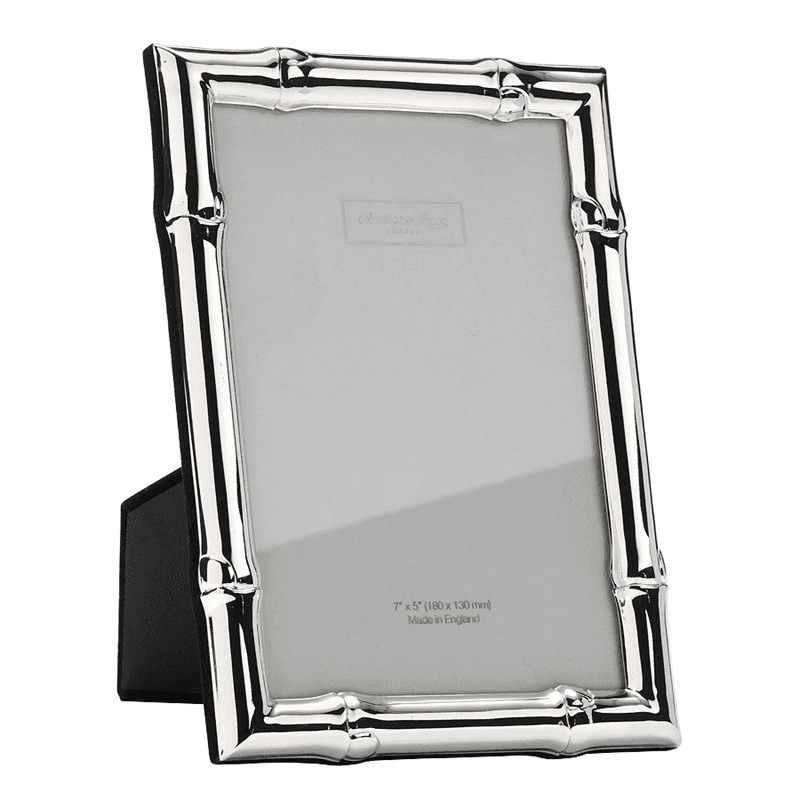 Wide Bamboo Photograph frame, 5 x 7", silver
