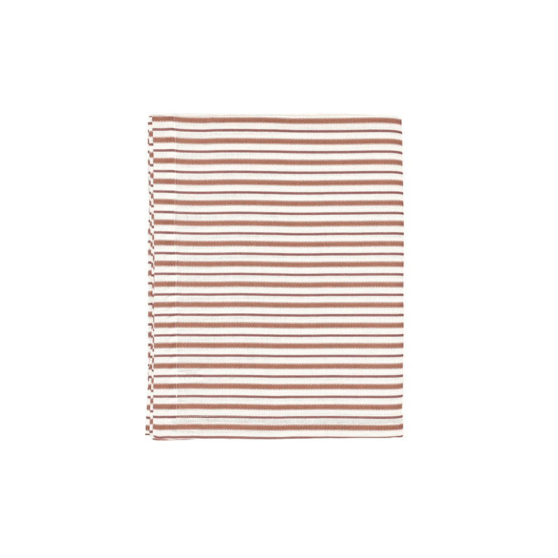 Victoria Striped Linen Tablecloth, 160 x 260cm, Dusty Rosewood