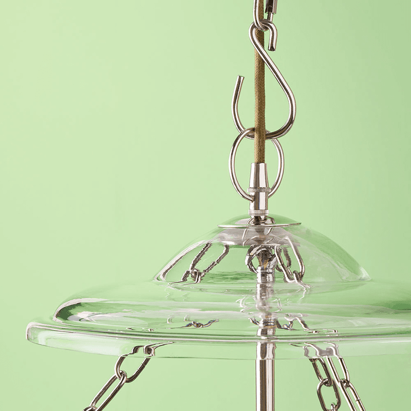Valerie Etched Glass Pendant, 63 x 36cm, Nickel