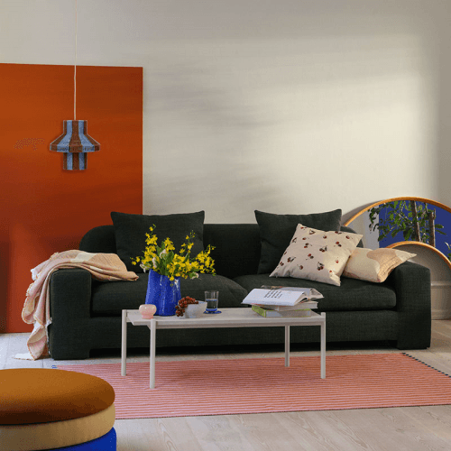 Image showing the Diana Lampshade, D28 x H28cm, Caramel Brown & Serenity Light Blue product.