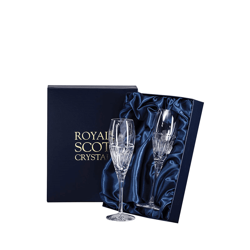 Art Deco Set of 2 Champagne Flutes, 170ml, Clear