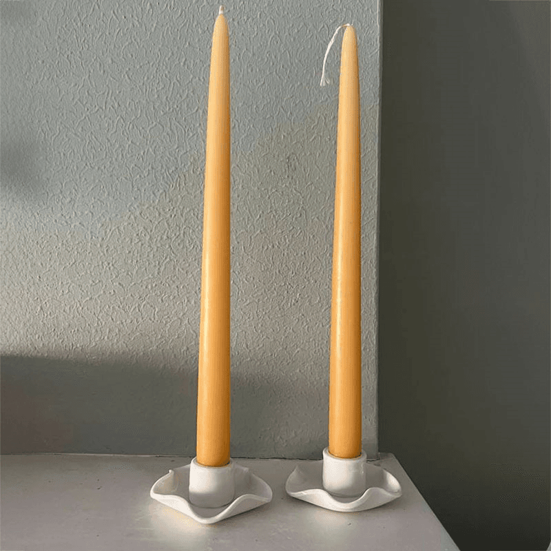 Joanna Ling Pair of Porcelain Wave Candleholders, H3.5cm, White
