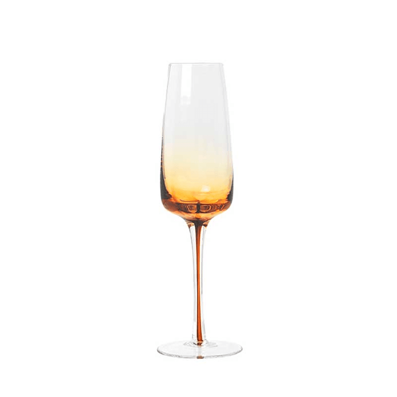 Mouth Blown Champagne Glass, H23cm, Amber