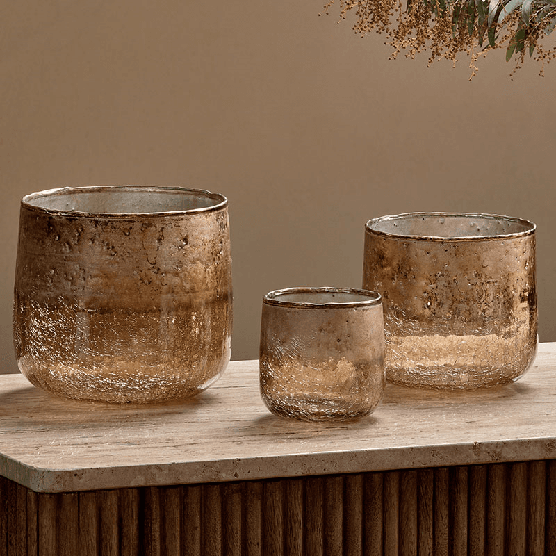 Konara Tealight Holder, D13cm, Copper Smoke