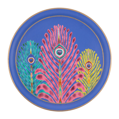 Image showing the Matthew Williamson Iron Round Tray, Blue product.