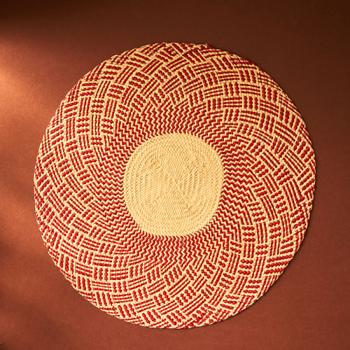 Image showing the Nariño Set of 2 Woven Placemats, D39cm, Scarlet Red product.