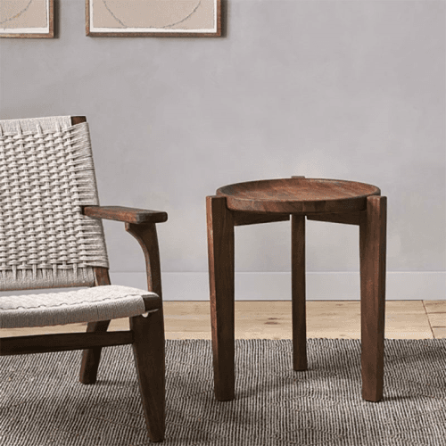Image showing the Umar Acacia Side Table, Dark Brown product.