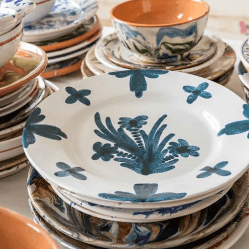 Image showing the Plate, Summer Flower, Blue, Large, 27cm product.