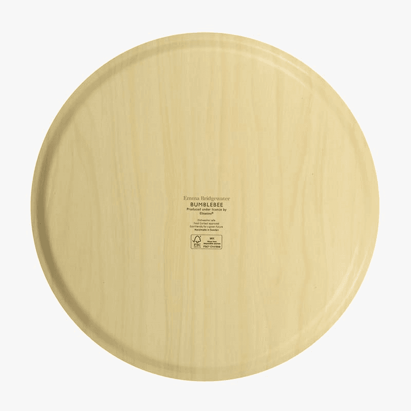 Bees Round Birch Tray, 38cm, Yellow