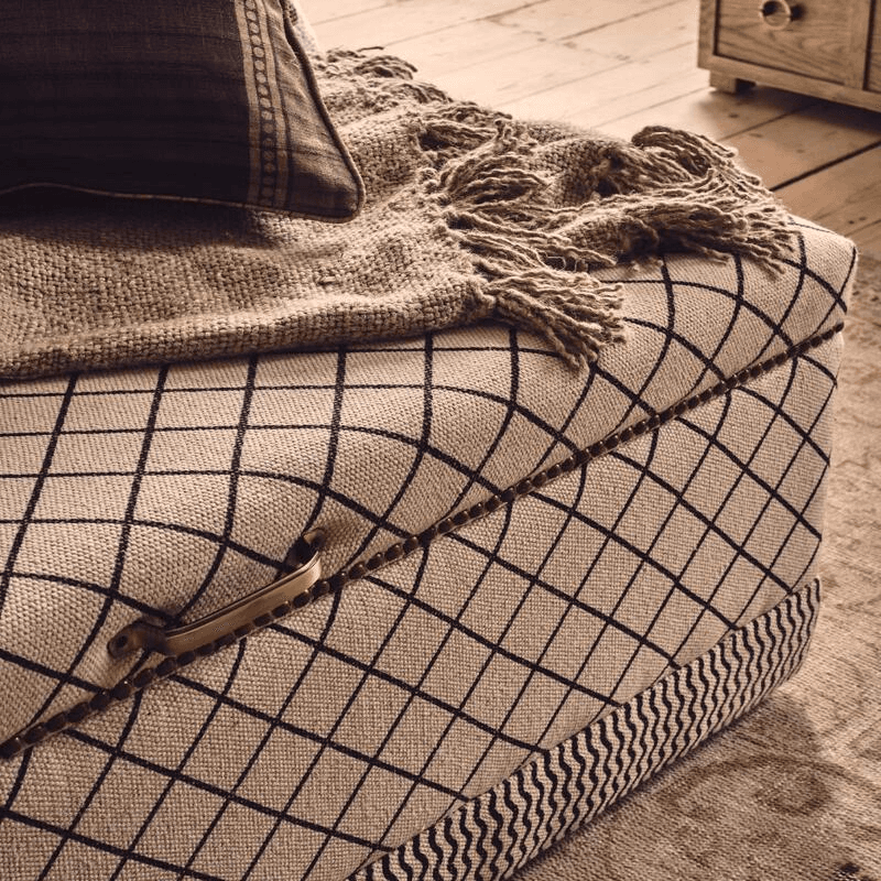 Agnes Upholstered Ottoman, 124 x 80cm, Monochrome